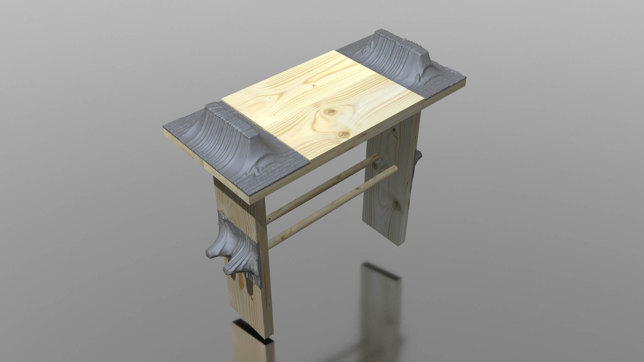 render of stretched wooden bench
